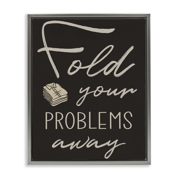 Fold Your Problems Away Gray Framed Floater Canvas Wall Art, design by Marcus Prime
