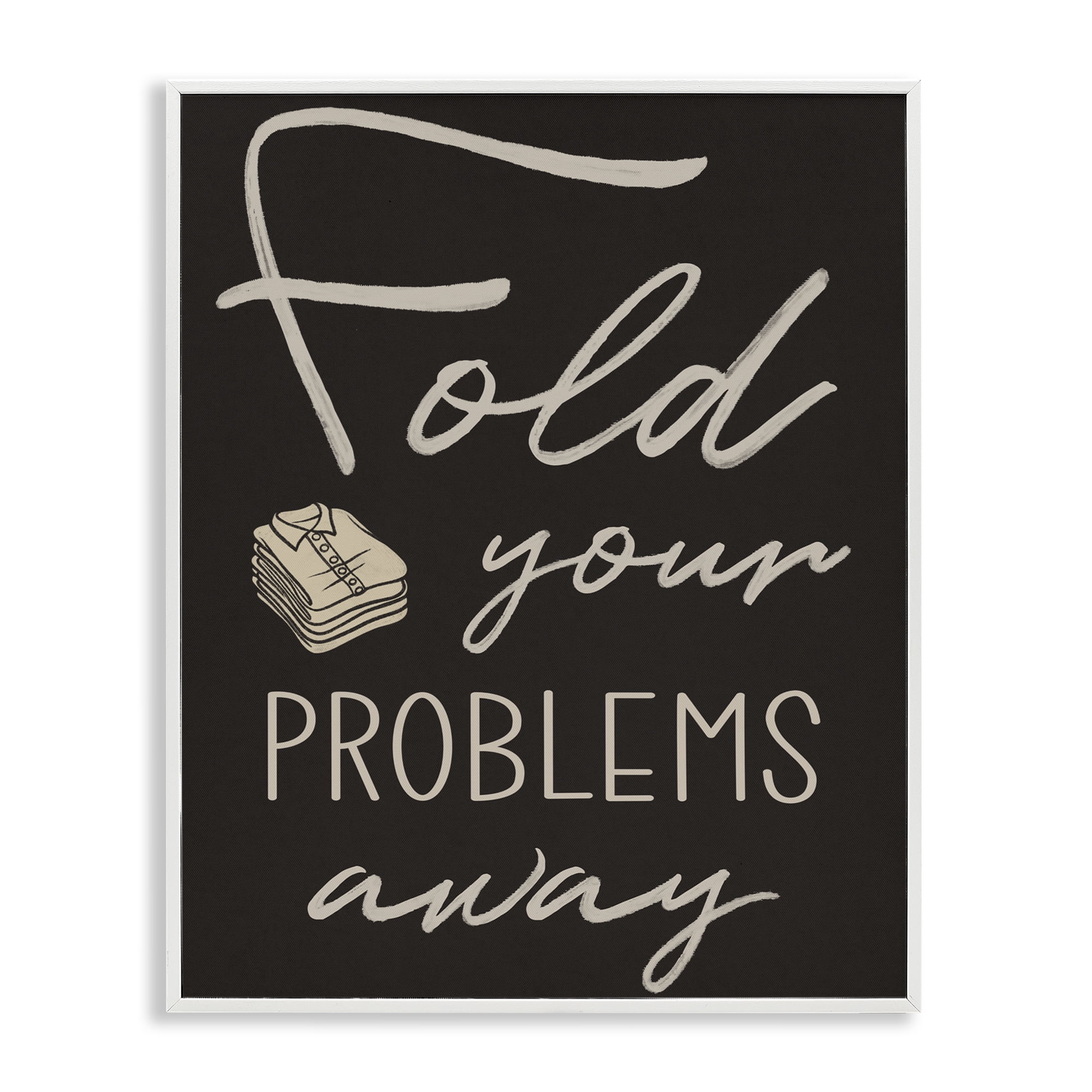 Fold Your Problems Away White Framed Giclee Art, design by Marcus Prime