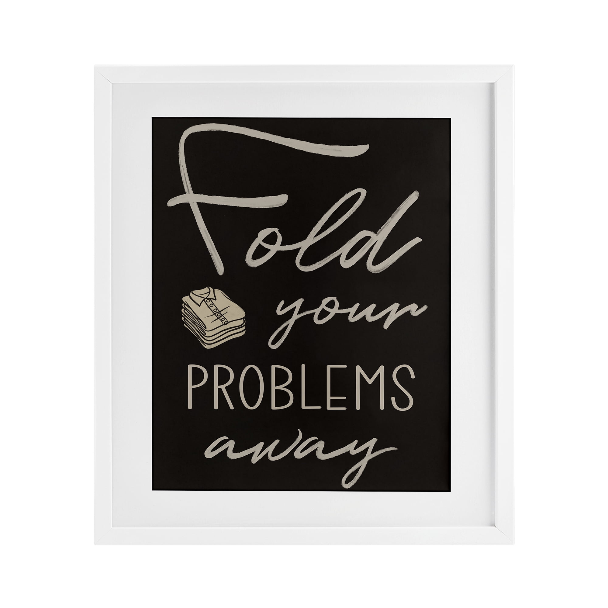 Fold Your Problems Away White Framed Print Under Glass, design by Marcus Prime