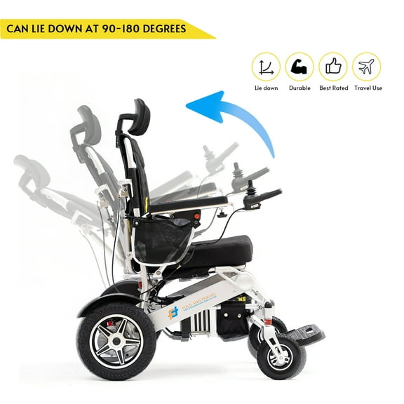 Fold and Travel Manual Recline Electric Wheelchair Lightweight Power Wheel Chair Silver