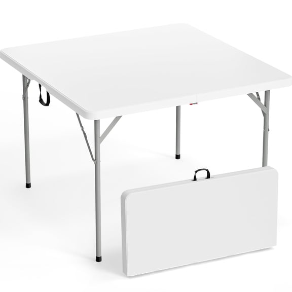 Fold in Half Square Table, Bi-Folding Commercial Portable Plastic Dining Table for Kitchen Outdoor Party Wedding Event