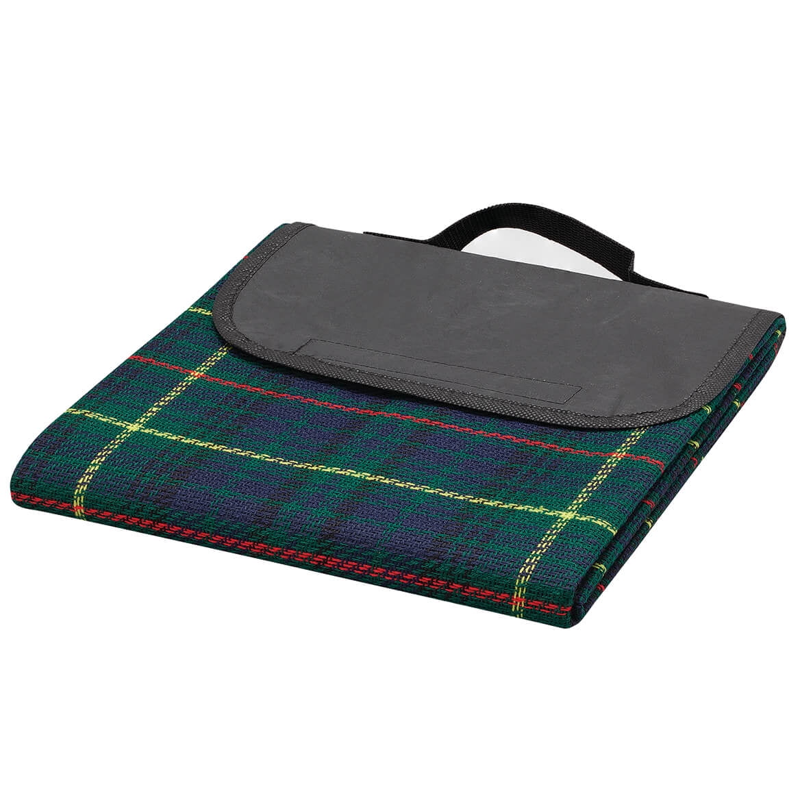 Green Tartan Plaid Acrylic Folding Picnic Blanket with PVC Back