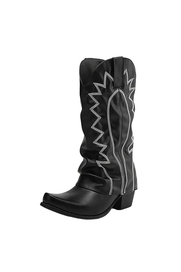 Fold over Cowboy Boots for Women Roman Vintage Slouchy Suede Leather Wide Mid Calf Western Cowgirl Boots