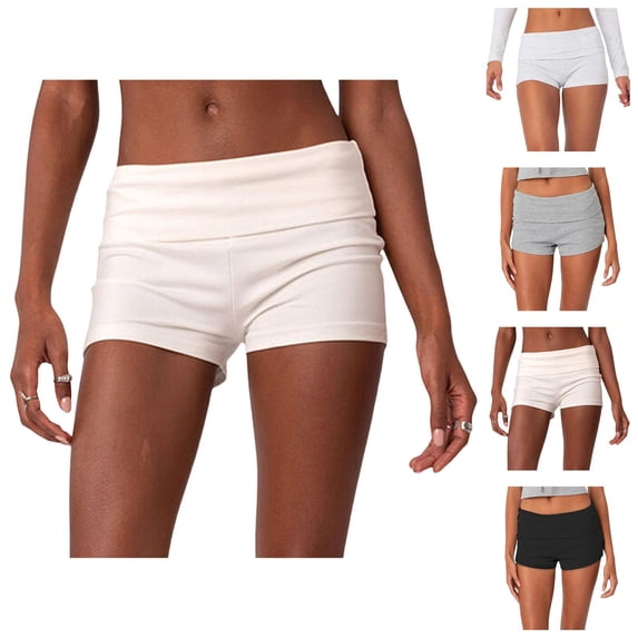 Fold over Shorts for Women 2026 Summer Elastic Low Waist Y2k Flodover Cute Micro Shorts Loungewear