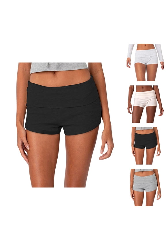 Fold over Shorts for Women Summer Casual Low Rise Slim Fit Foldover Mini Hot Shorts