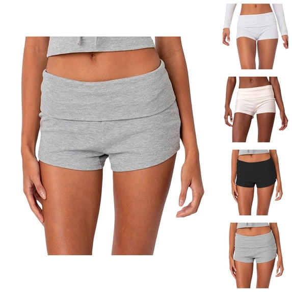 Fold over Shorts for Women Summer Casual Low Rise Slim Fit Foldover Mini Hot Shorts