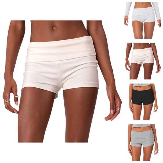 Fold over Shorts for Women Summer Casual Low Rise Slim Fit Foldover Mini Hot Shorts
