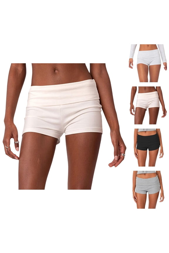 Fold over Shorts for Women Summer Casual Low Rise Slim Fit Foldover Mini Hot Shorts