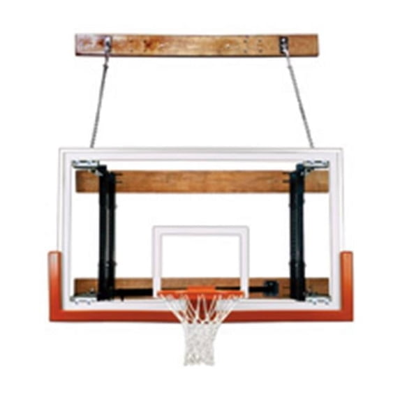 FoldaMount46 Victory Steel-Glass Side Folding Wall Mounted Basketball System, Maroon
