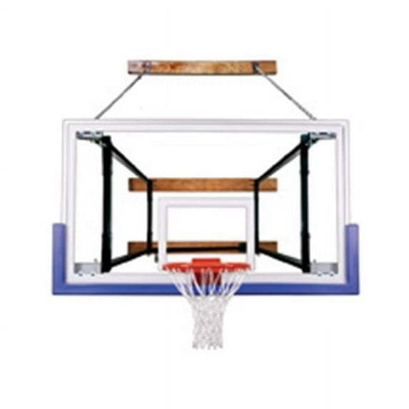 FoldaMount82 Triumph Steel-Glass Side Folding Wall Mounted Basketball System, Brick Red