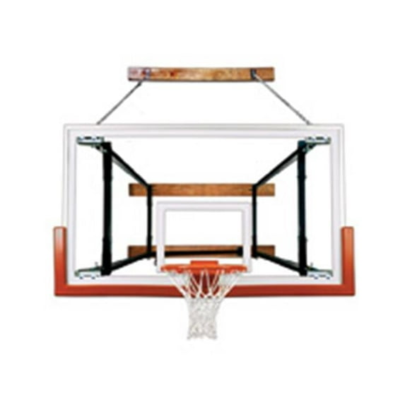 FoldaMount82 Victory Steel-Glass Side Folding Wall Mounted Basketball System, Royal Blue