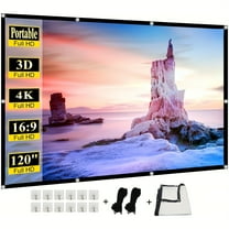 Foldable 100-inch 4K HD Projector Screen 16:9 Portable with Stand, Wrinkle-Proof White Screen for Indoor Outdoor Home Theater Camping Movie Party