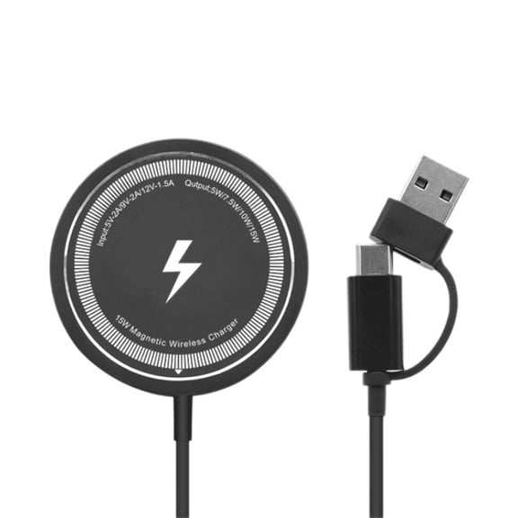Foldable 15W Magnetic Wireless Charging Station with Intelligent Temperature Control and Double USB A Type C Ports For Safe Use