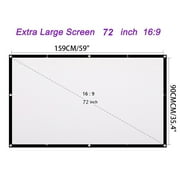 ABCELIT Foldable 16:9 Projector Screen Polyester Portable Front/Rear Non-crease Home Projection Screen 60 72 84 100 120 150 Inch 72 Inches