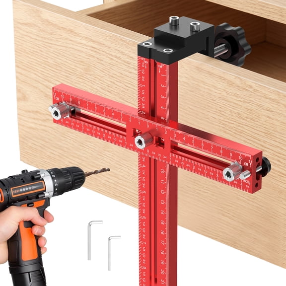 Foldable 2-in-1 Cabinet Hardware Jig, Adjustable Aluminum Alloy Handle Locator for Home DIY Projects and Professional Woodworking Tasks
