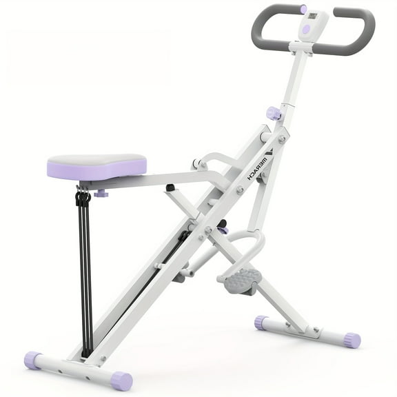 Foldable 2-in-1 Squat & Rowing Machine, 350LBS Capacity Full Body Home Gym Equipment, Adjustable Resistance & Seat for Legs Back Glutes, Space Saving Exercise Rower for Men & Women