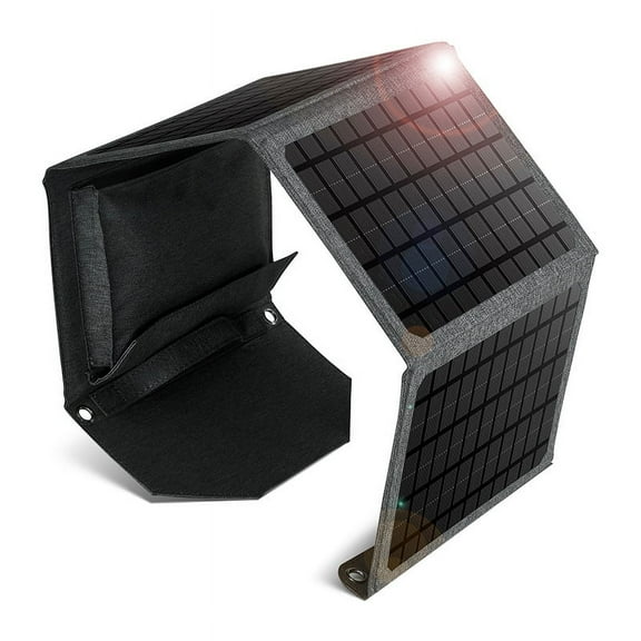 Foldable 24W Solar Panel Charger for Jackery Explorer/Flashfish/MARBERO/BALDR/Paxcess Portable Power Station Generator and USB Devices, QC3.0 USB Ports