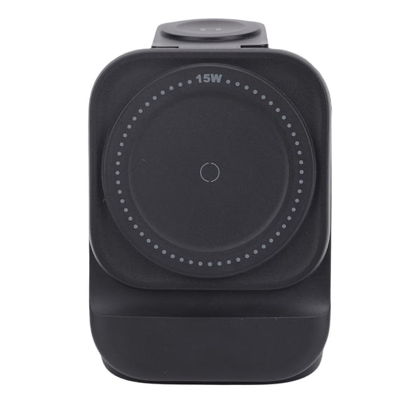 Foldable 3 in 1 Magnetic Wireless Charger Stand Rapid Charging Dock Station Trio Wireless Fast Charger for Multiple Devices 15W Max Nightstand Charging Dock Stand Holder Black