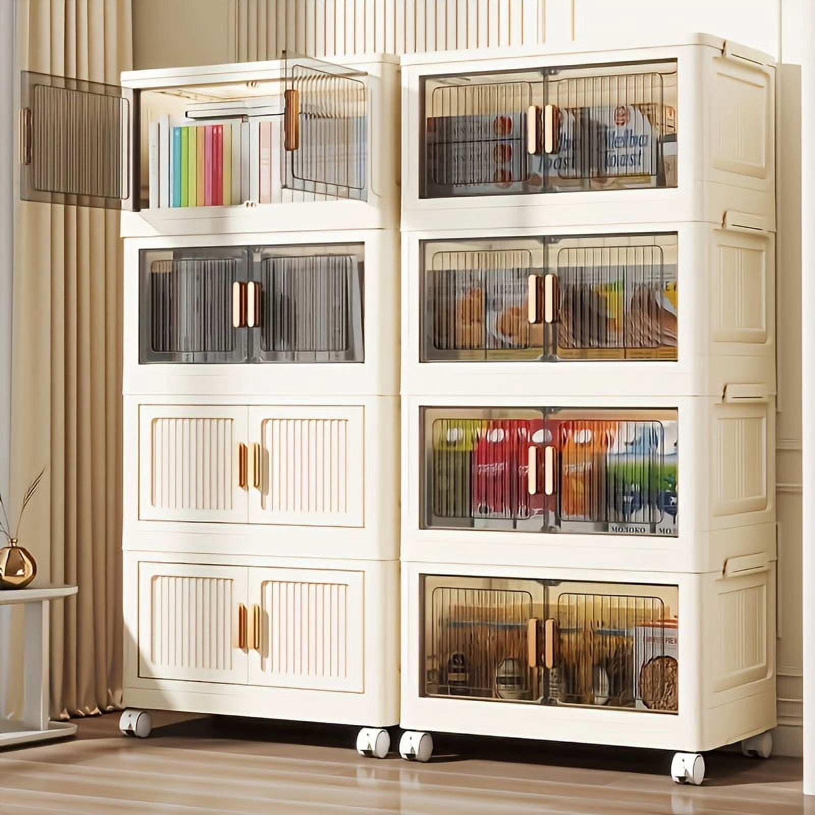 Foldable 3/4/5-Tier Heavy-Duty Plastic Storage Cabinet with ic Door ...