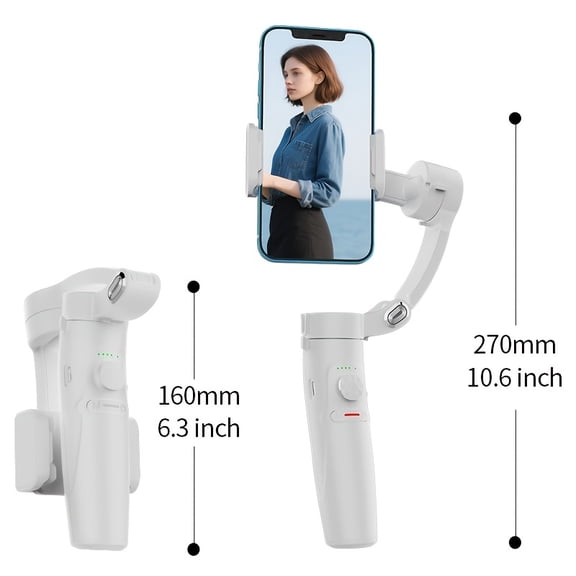 Foldable 3-Axis Smartphone Gimbal with AI Face/Object Tracking & Anti-Shake Stabilization for Vlogging, TikTok, Selfies, Video Shooting