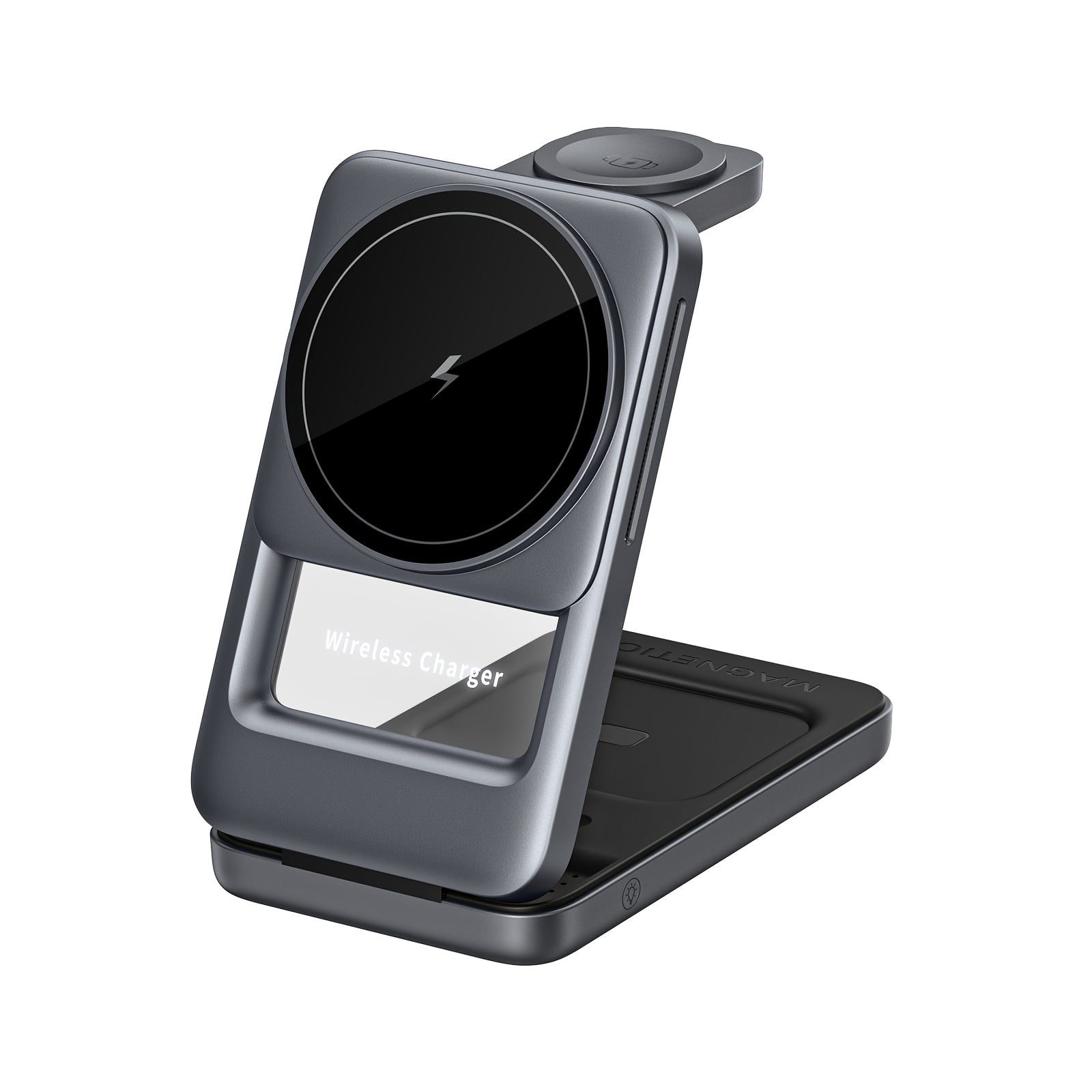 Foldable 3-In-1 Magnetic Wireless Charger, Ultra-Slim & Lightweight Charging Stand with Adjustable Night Light, for Iphone 17 16 15 14 13 12, Apple Watch & Airpods