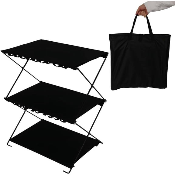 Foldable 3-Tier Storage Shelf Organizer for Kitchen, Camping, Picnic, BBQ, Indoor and Outdoor Use