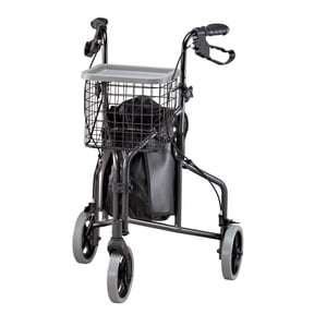 Foldable 3 Wheel Rollator Walker, Lightweight Aluminum, Black