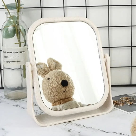 Foldable 360 °   Rotating Home Makeup Mirror - Double Sided Princess Mirror, Portable With Stand, Square Round Desktop Mirror