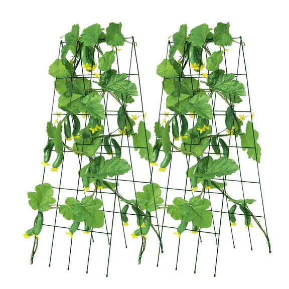 Foldable 39 x 32 Inch Metal Cucumber Trellis for Climbing Plants with Twist Ties Garden Plant Support for Tomato Squash Vegetables in Raised Beds