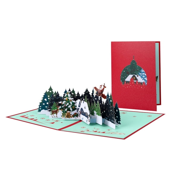 Foldable 3D Christmas Popup Greeting Card with Envelope Stylish Handmade Festives Surprise Card for Family and Friend