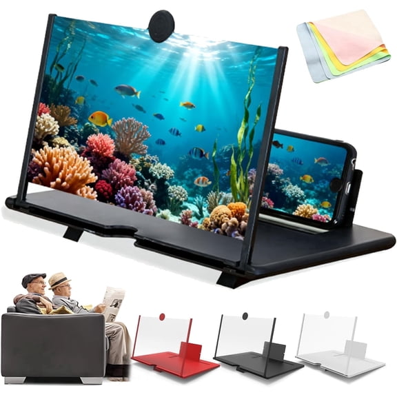 Foldable 3D Ultra HD Phone Screen Magnifier Stand, 10"-14" Pull‑Out Enlarged Screen for Movies Gaming Watching, Portable Desktop Phone Amplifier Holder Compatible with All Smartphones