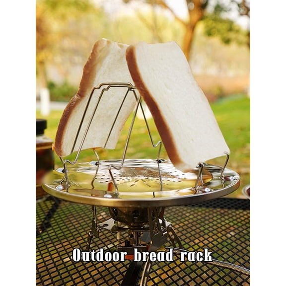 Foldable 4-Slice Stainless Steel Camp Toaster Rack  Portable Outdoor Bread Toaster for Camping, Picnics  Stovetop Use