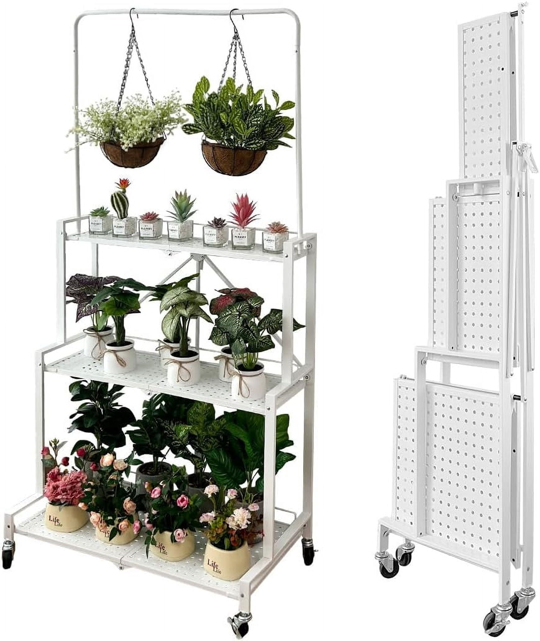 Fall Stand Foldable 4-Tier Plant Stand Indoor Outdoor Hanging Plant Shelf No ...