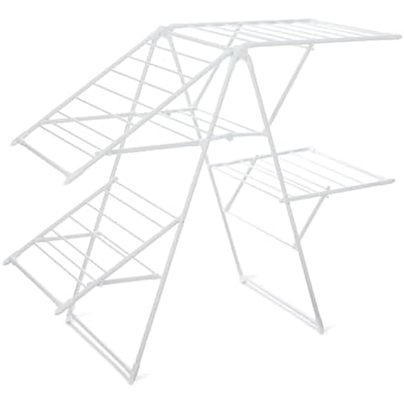 Foldable 4-Wing Metal Clothes Drying Rack, 61x23.6x49.6 inches, White