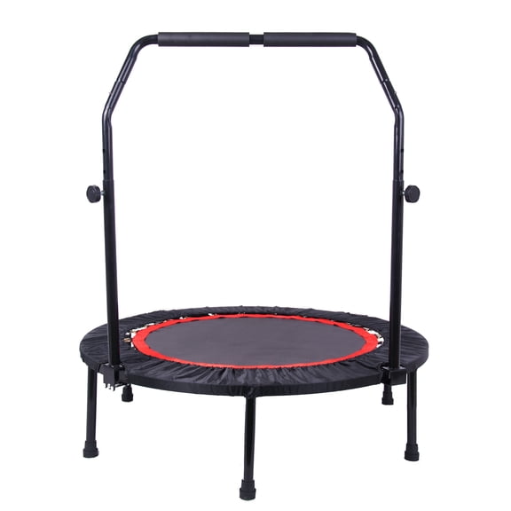 Foldable 40 Inch Mini Exercise Trampoline for Adults Kids Indoor Fitness Rebounder with Safety Pad, Metal Frame, 300LBS Max Load, Black