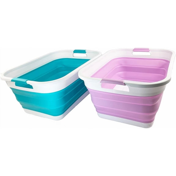 Foldable 41L Collapsible Laundry Basket with 32L Water Capacity, Portable Pop-Up Storage Hamper and Washing Tub, Space-Saving Rectangular Grey Organizer