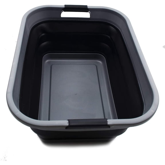 Foldable 41L Collapsible Laundry Basket with 32L Water Capacity, Portable Pop-Up Storage Hamper and Washing Tub, Space-Saving Rectangular Grey Organizer