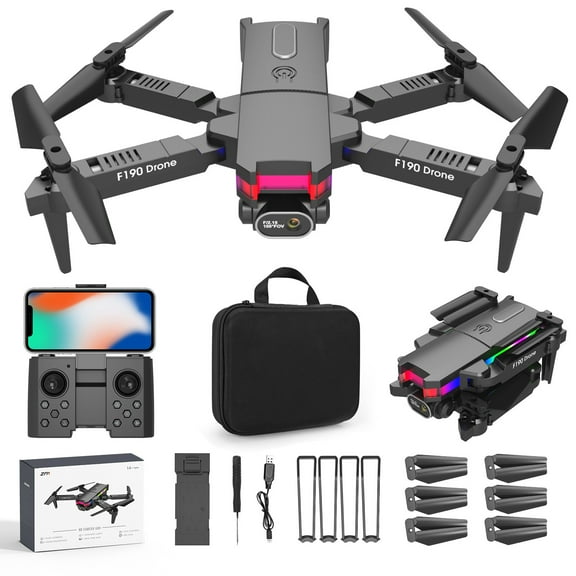 Foldable 4K FPV Drone with Dual HD Camera, Altitude Hold & Headless Mode for Beginners, WiFi APP Control Real-Time Video, Trajectory Flight, 3 Speed Gears, Includes 2 Batteries and Storage Bag