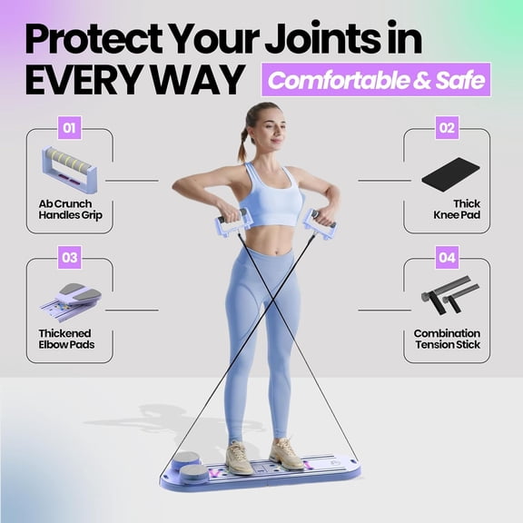 Foldable 5-in-1 Portable Pilates Board - at-Home Pilates Kit with Resistance Bands