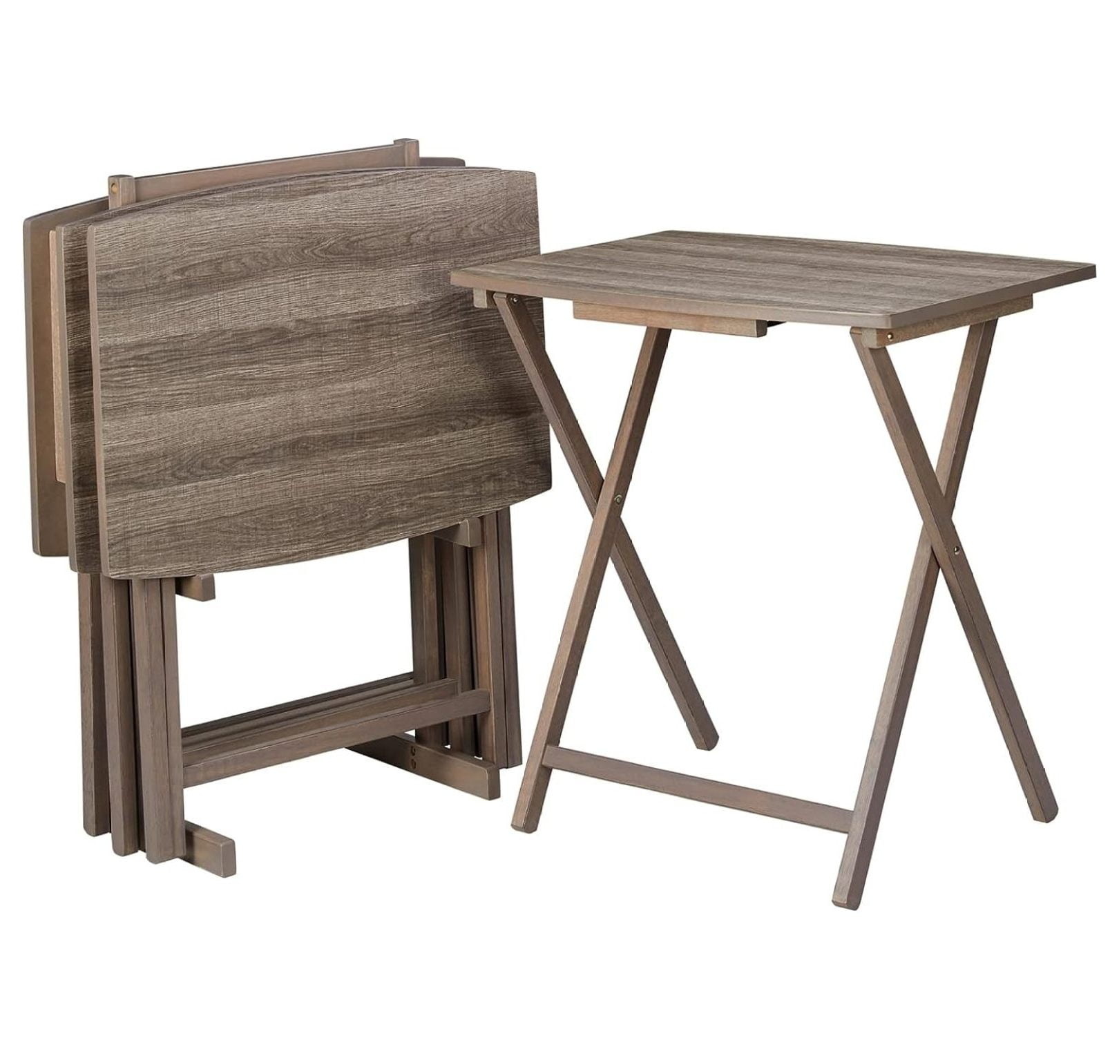 Foldable 5pcs XL Oversized TV Tray Tables Set (4 TV Trays,1 Stand), for ...