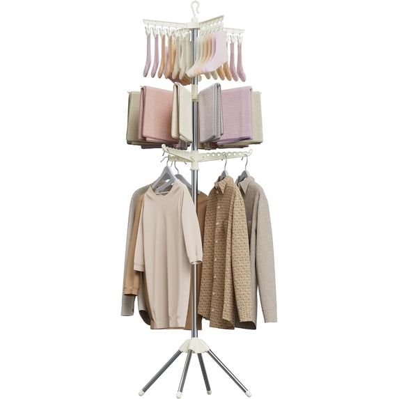 Foldable 79.5 Inch 3-Tier Laundry Drying Rack with Rotating Rail, Holds ...
