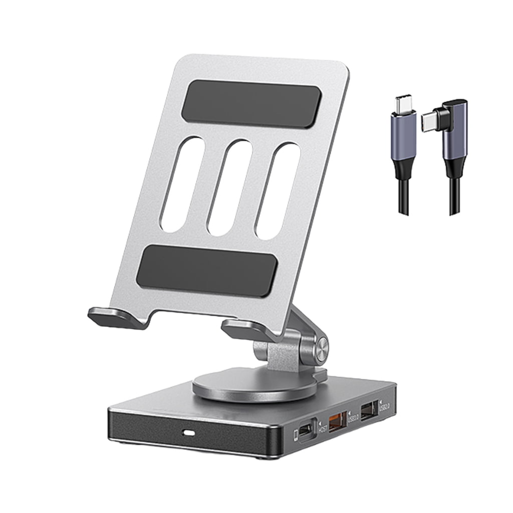 Foldable 8 in 1 USB C Hub Adapter 5Gbps Data Transfer 100W Fast Charging Rotatable Phone Stand Aluminum Construction