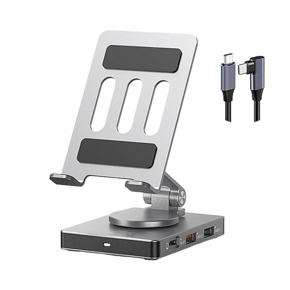 Foldable 8 in 1 USB C Hub Adapter 5Gbps Data Transfer 100W Fast Charging Rotatable Phone Stand Aluminum Construction