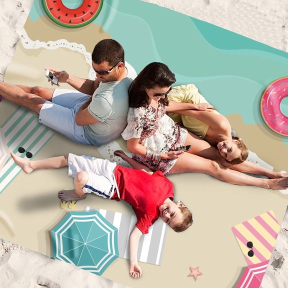 Foldable 82.6 x 86.6 Inch Sandproof Waterproof Picnic Beach Camping Mat with 4 Pegs