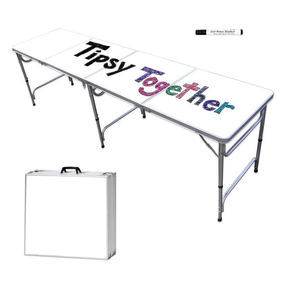Foldable 8ft Dry Erase Table with Carrying Case, Portable Multipurpose Party & Game Table, Regulation Size