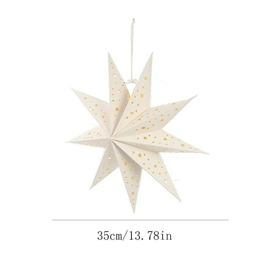 Foldable 9-Pointed Star Light Lampshade | Christmas Tree & Party Decoration | Hollow Cut-Out Design | Indoor Outdoor Hanging Decor | DIY Friendly Paper Star Lantern | 1 Pack