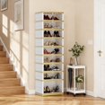 Foldable 9-Tier Shoe Rack for 18 Pairs 17.3 Inches Wide White and Gold ...