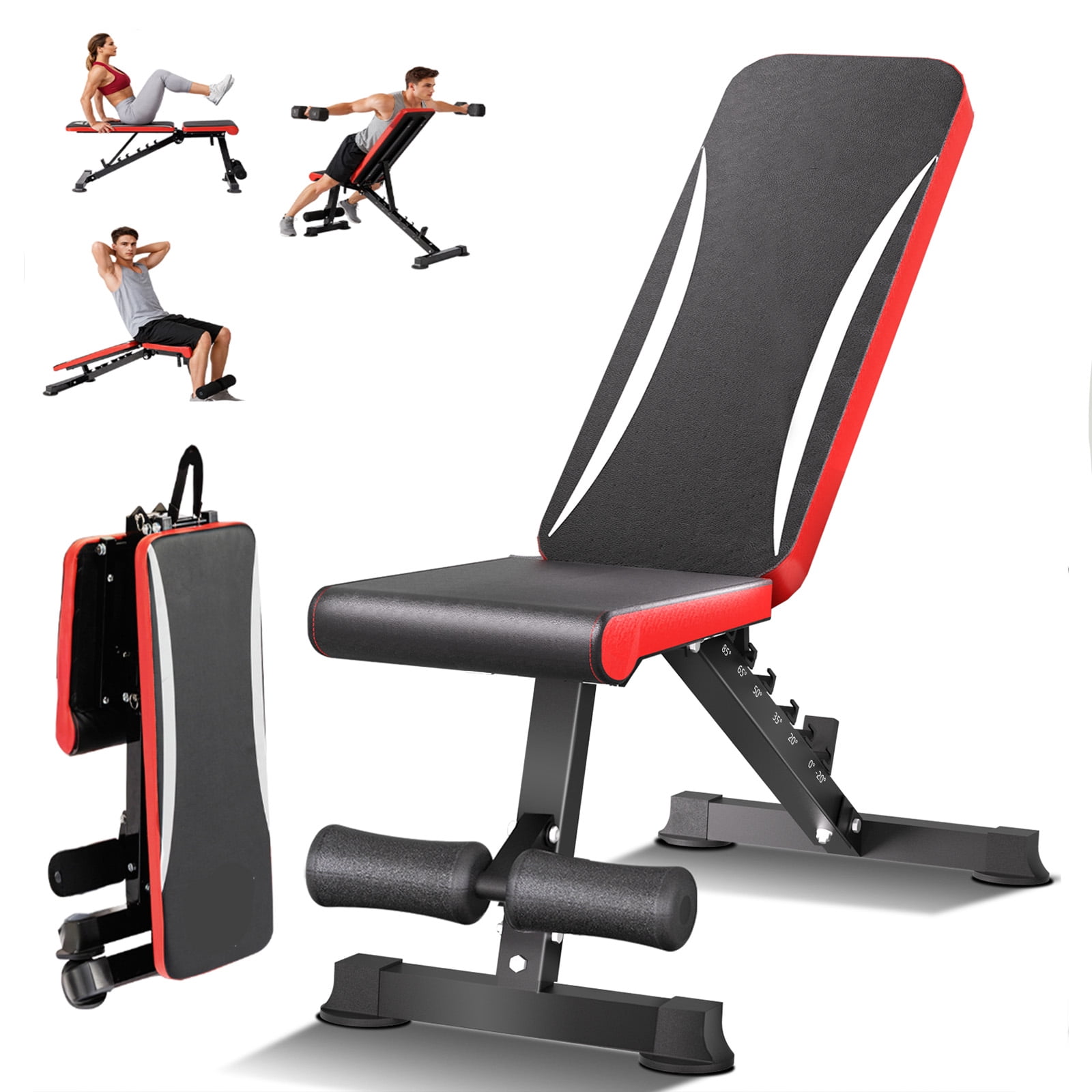 Adjustable 900 LBS Weight Bench for Home Gym with Stable Leg Support, Fast Folding Workout Bench for Full Body Strength Training, Men & Women