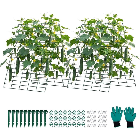 Foldable A-Frame Garden Trellis, 35" x 55", 4-Panel Metal Climbing Plant Support for Cucumbers, Peas, Beans, Tomatoes & Flowers