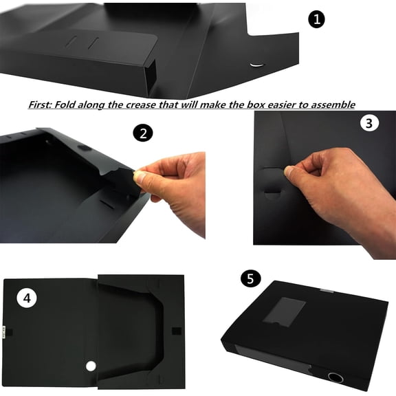 Foldable A4 Document Box with Lid, Pack of 3 Plastic Archive Cases, 31x24x4cm, File Folder Organizer Document Storage File Boxes for Office, School, Letter Size Paper (Multicolor)